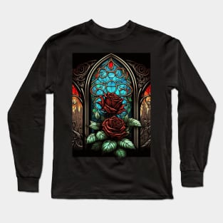 Stained Glass Roses Long Sleeve T-Shirt